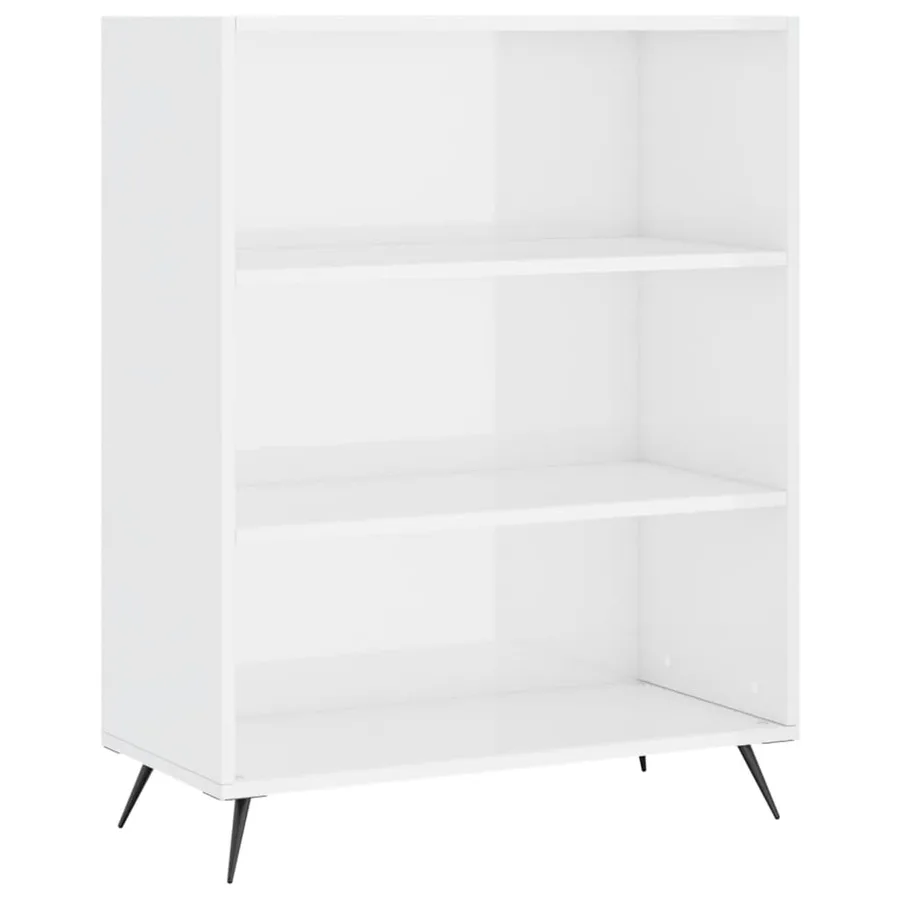 Bibliothèque blanc brillant 69,5x32,5x90 cm bois d'ingénierie - 2
