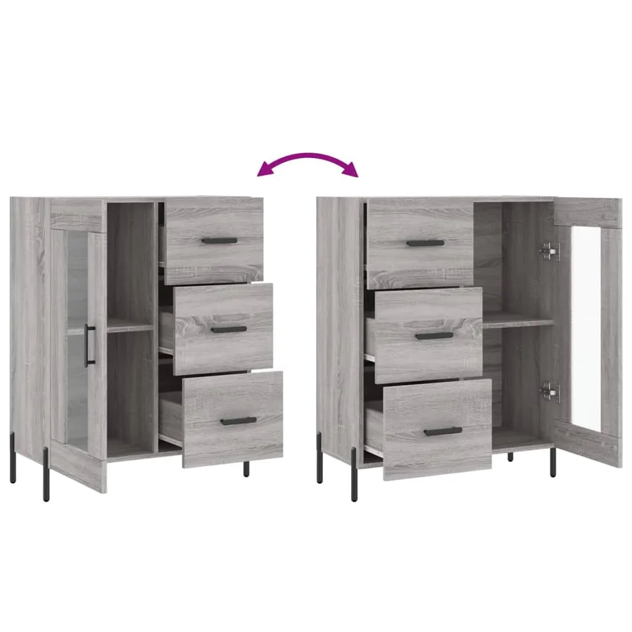 Buffet sonoma gris 69,5x34x90 cm bois d'ingénierie - 9
