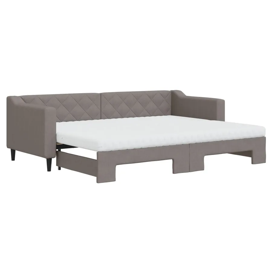 Lit de jour avec gigogne et matelas taupe 80x200 cm tissu - 2