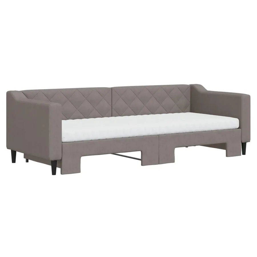 Lit de jour avec gigogne et matelas taupe 80x200 cm tissu - 3