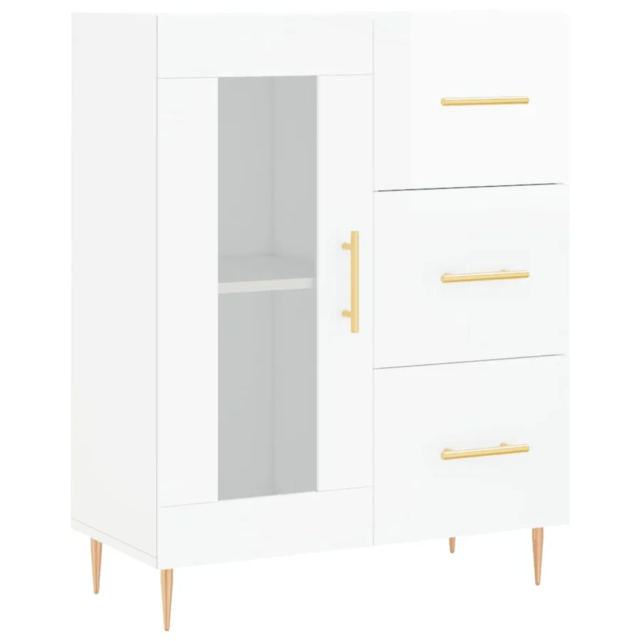 Buffet Blanc brillant 69,5x34x90 cm Bois d'ingénierie - 2