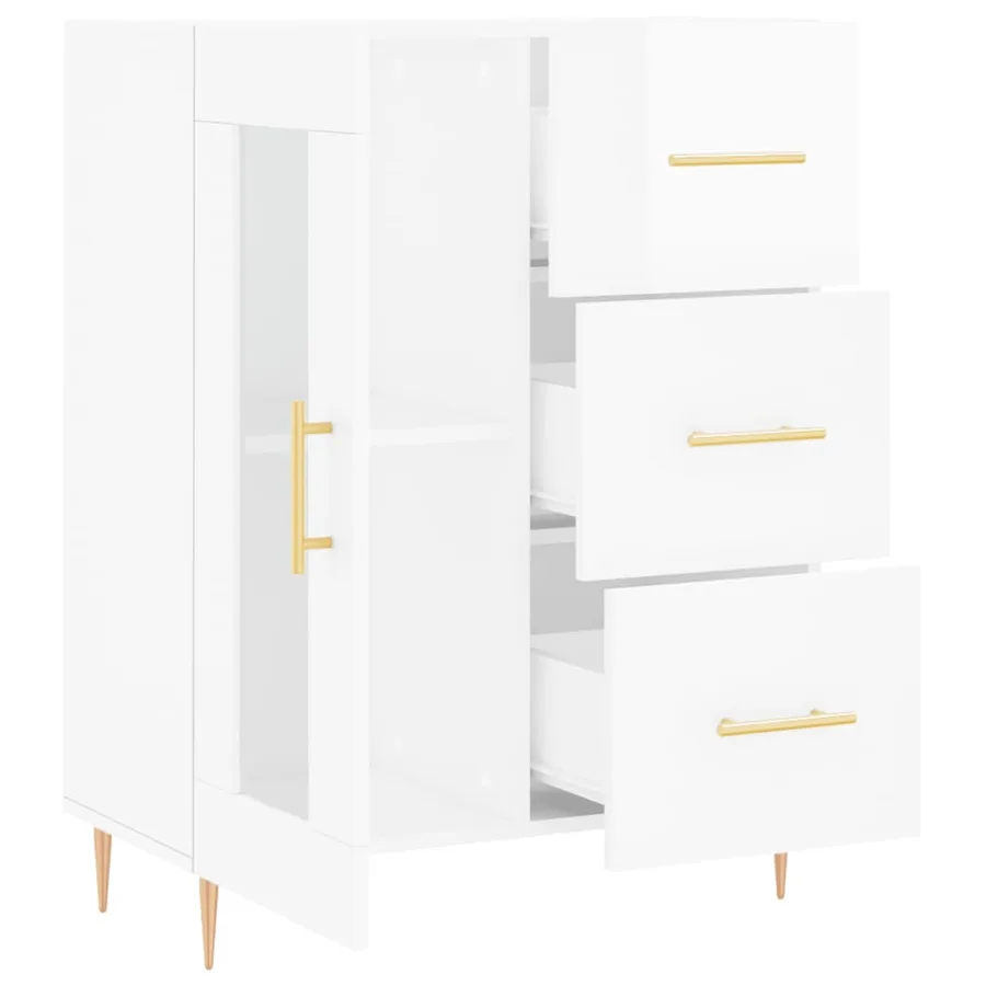 Buffet Blanc brillant 69,5x34x90 cm Bois d'ingénierie - 6