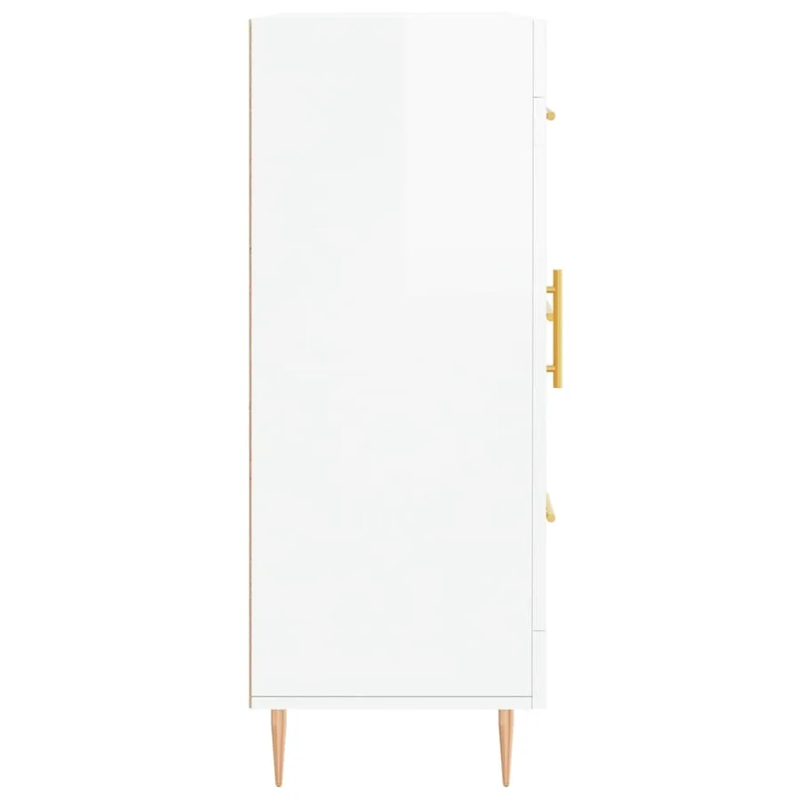 Buffet Blanc brillant 69,5x34x90 cm Bois d'ingénierie - 7