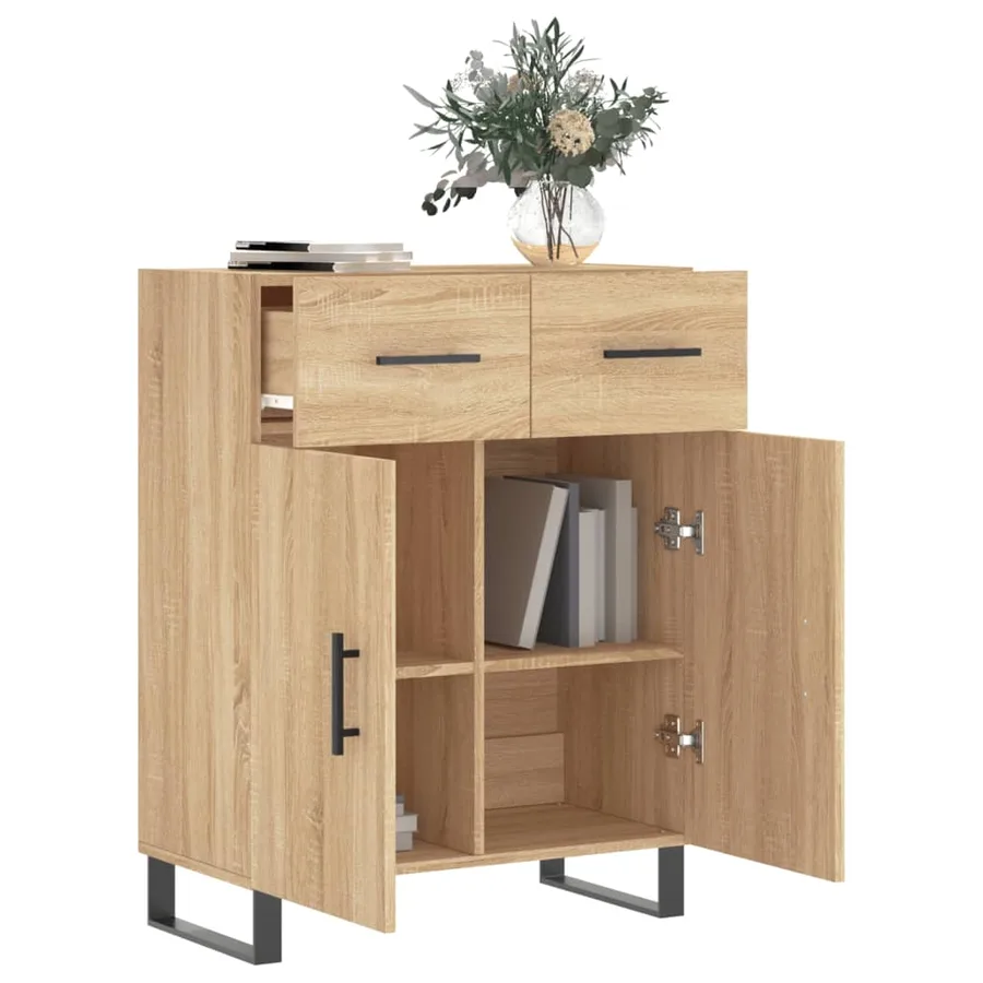 Buffet chêne sonoma 69,5x34x90 cm bois d'ingénierie - 4