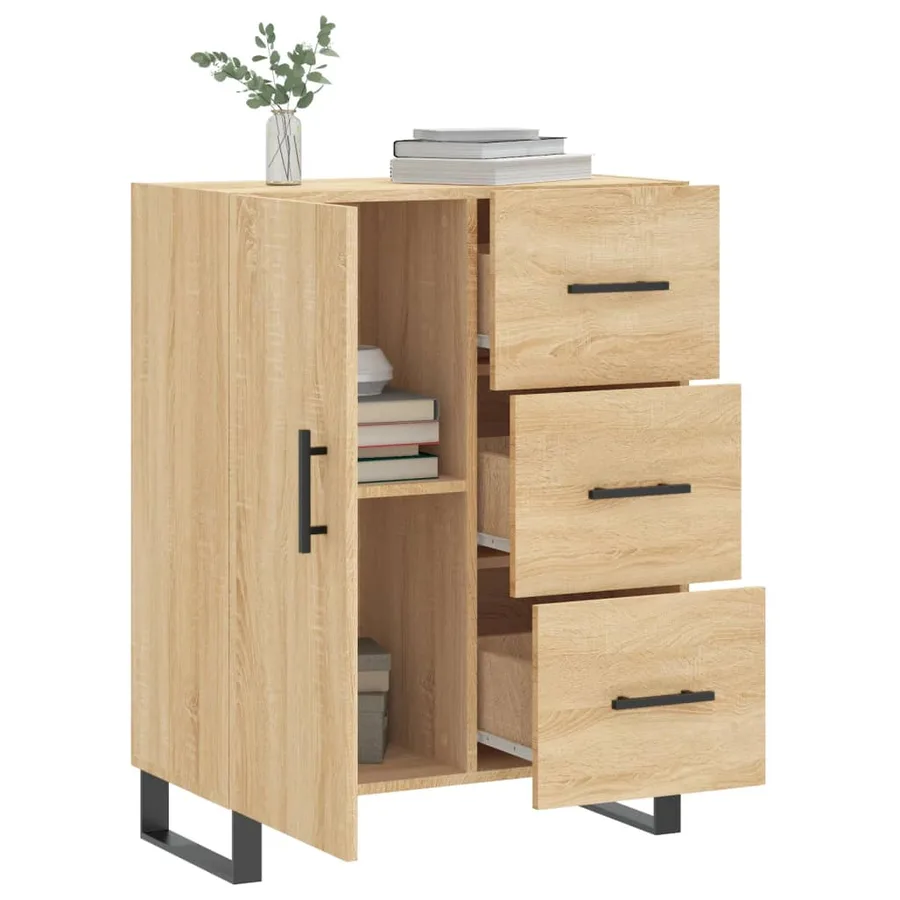 Buffet chêne sonoma 69,5x34x90 cm bois d'ingénierie - 4