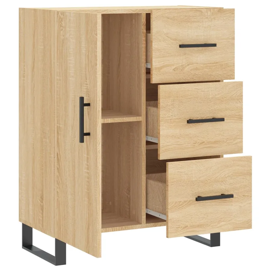 Buffet chêne sonoma 69,5x34x90 cm bois d'ingénierie - 6