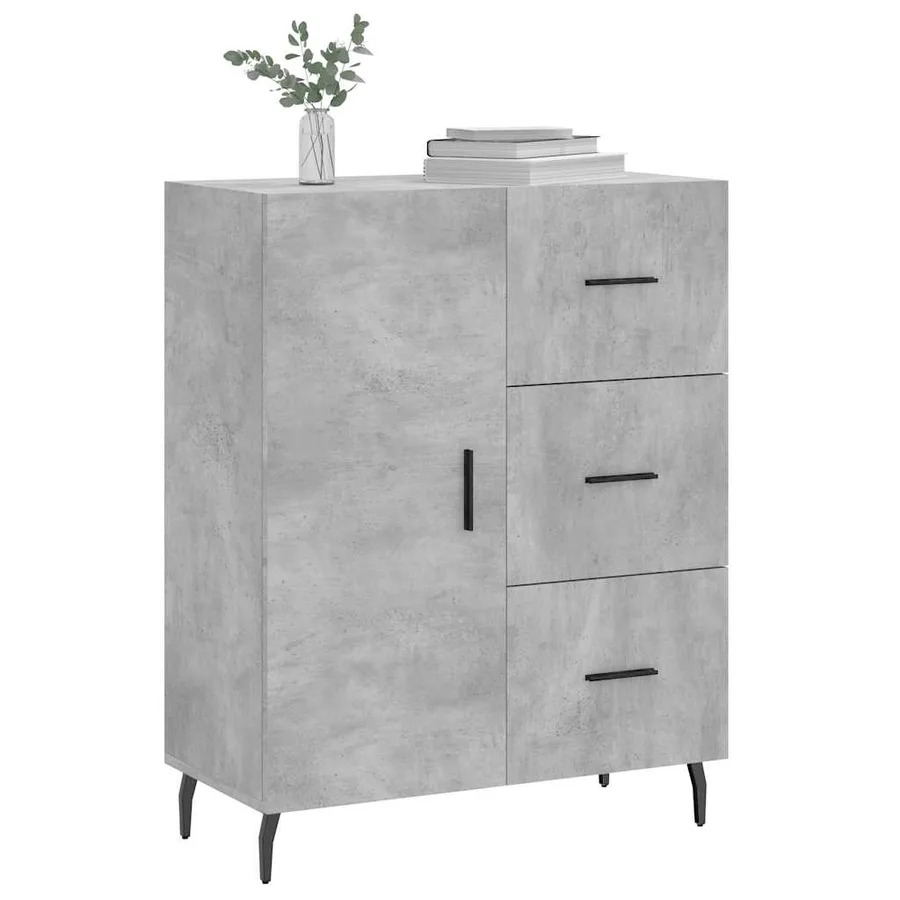 Buffet gris béton 69,5x34x90 cm bois d'ingénierie - 3