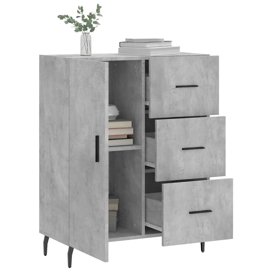 Buffet gris béton 69,5x34x90 cm bois d'ingénierie - 4