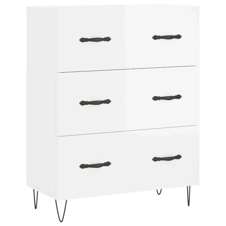Buffet Blanc brillant 69,5x34x90 cm Bois d'ingénierie - 2