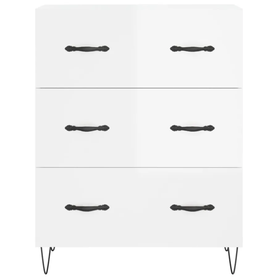 Buffet Blanc brillant 69,5x34x90 cm Bois d'ingénierie - 5