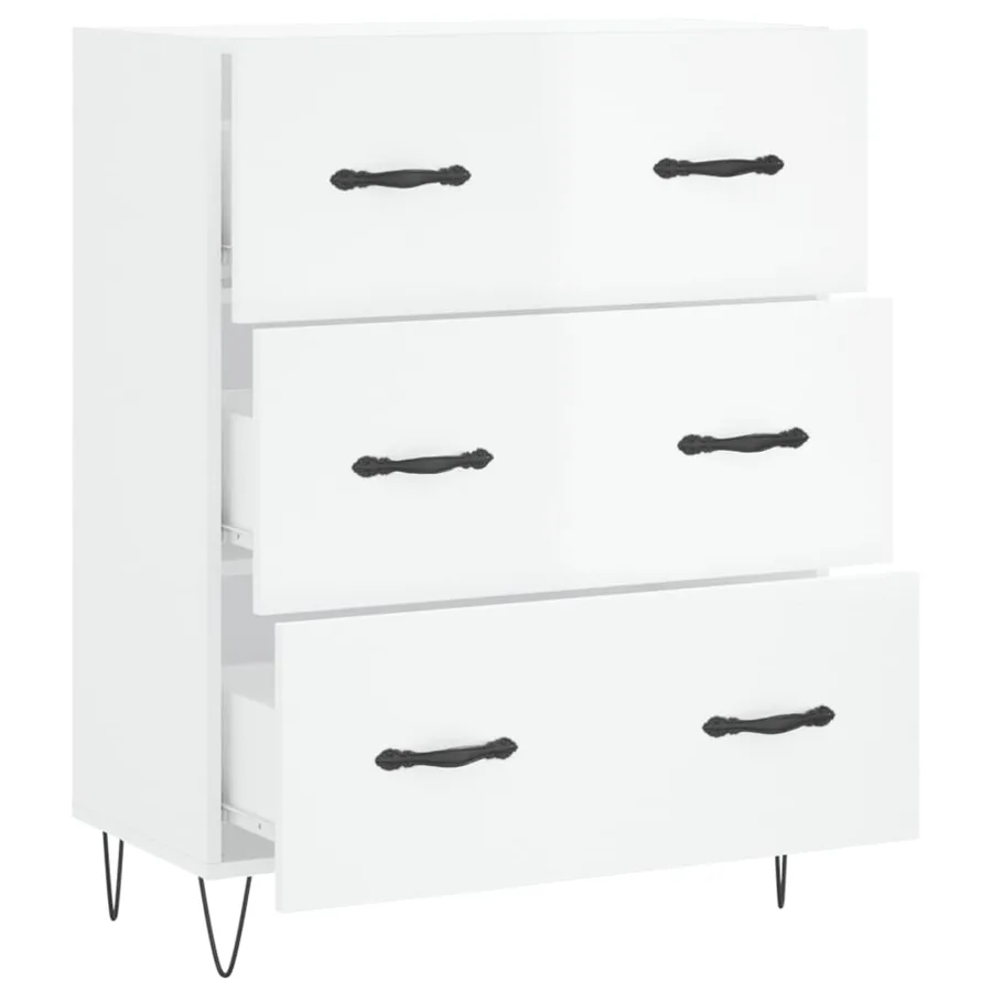 Buffet Blanc brillant 69,5x34x90 cm Bois d'ingénierie - 6