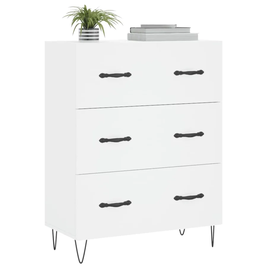Buffet blanc 69,5x34x90 cm bois d'ingénierie - 3