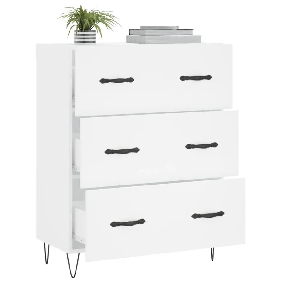 Buffet blanc 69,5x34x90 cm bois d'ingénierie - 4
