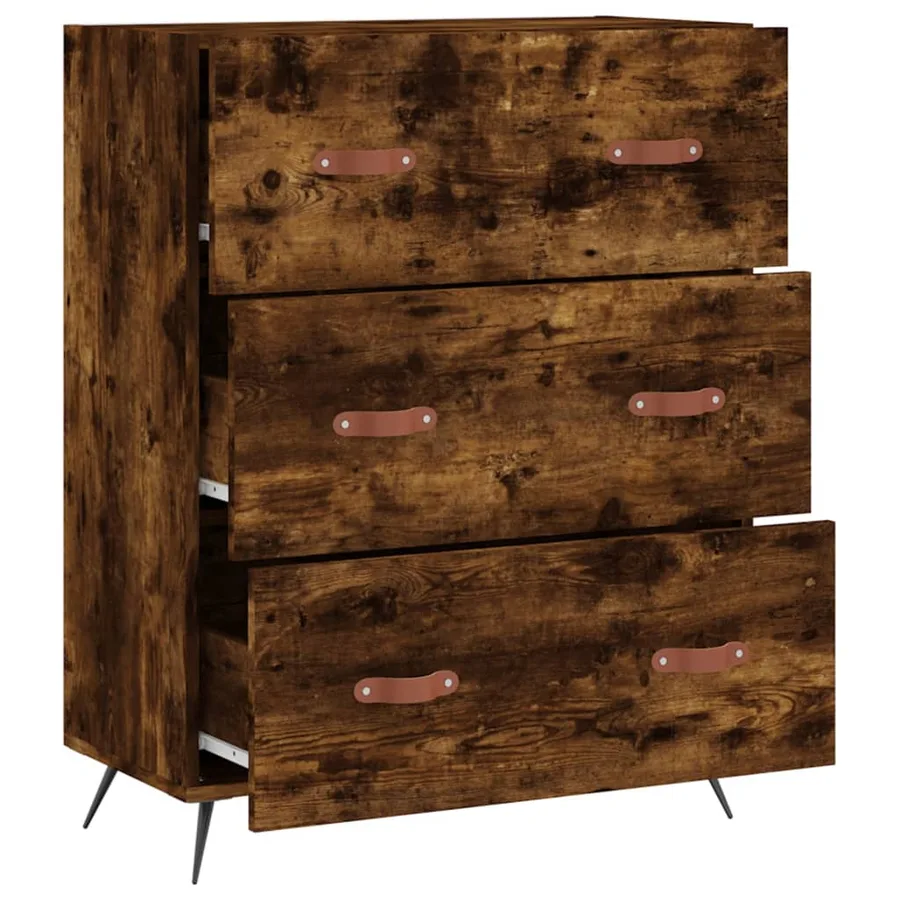 Commode chêne fumé 69,5 x 34 x 90 cm bois d'ingénierie - 6