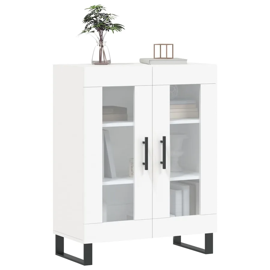 Buffet blanc 69,5x34x90 cm bois d'ingénierie - 3