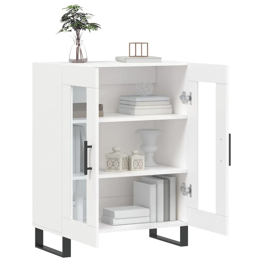 Buffet blanc 69,5x34x90 cm bois d'ingénierie - 4