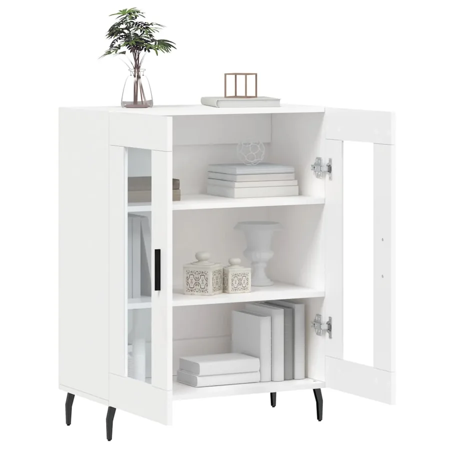 Buffet blanc 69,5x34x90 cm bois d'ingénierie - 4