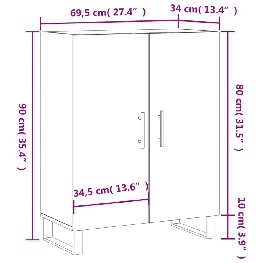 Buffet sonoma gris 69,5x34x90 cm bois d'ingénierie - 12