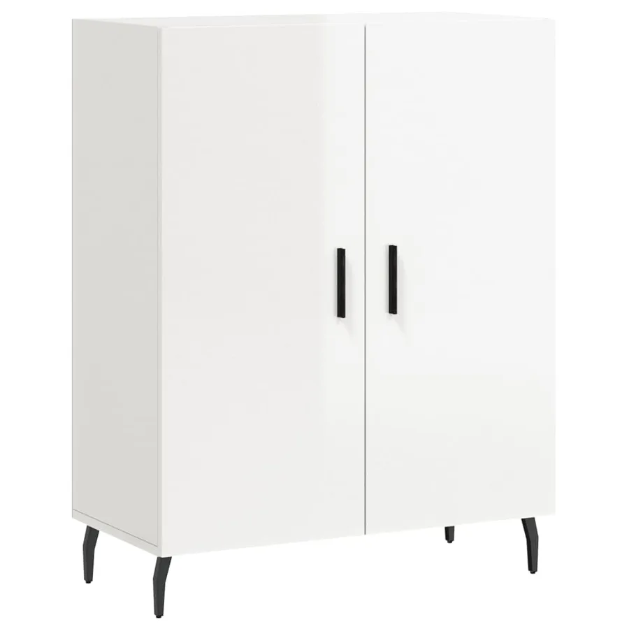 Buffet Blanc brillant 69,5x34x90 cm Bois d'ingénierie - 2
