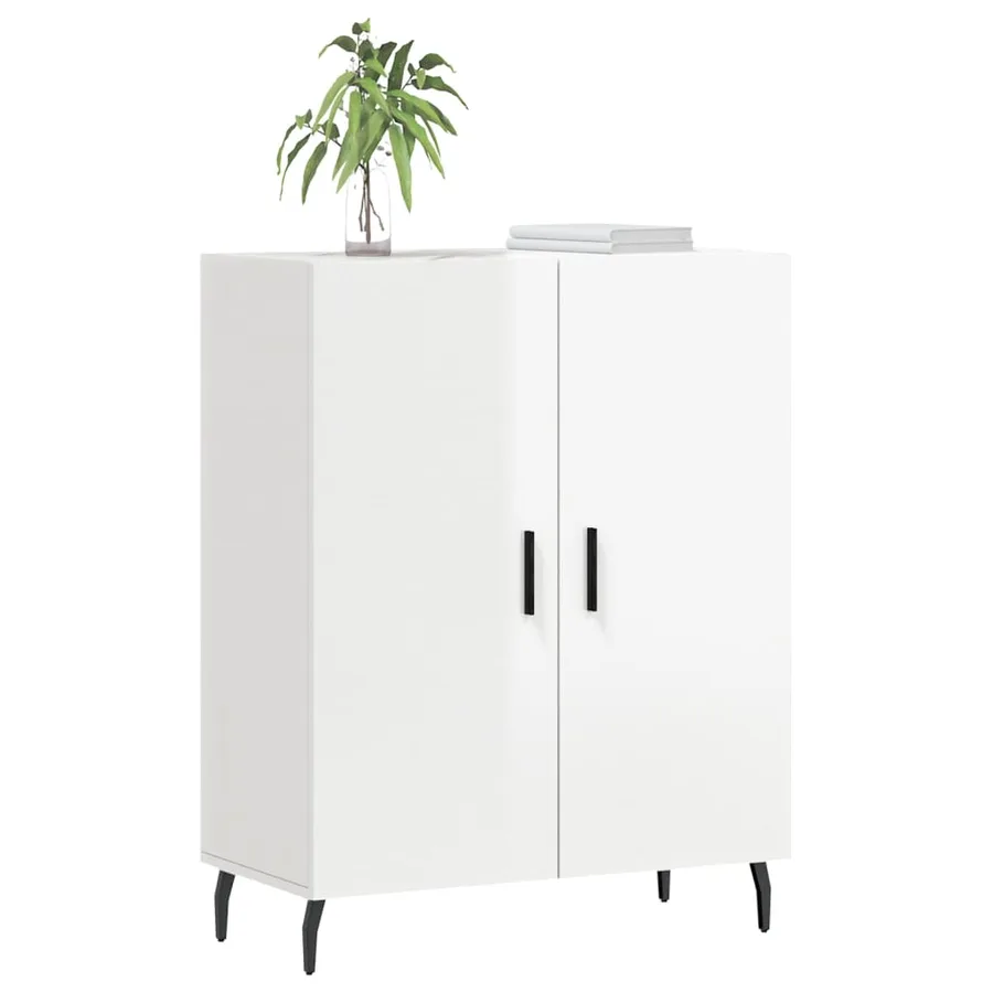 Buffet Blanc brillant 69,5x34x90 cm Bois d'ingénierie - 3