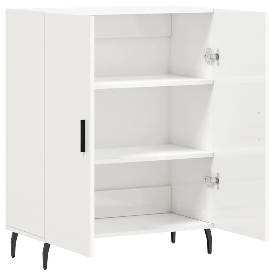 Buffet Blanc brillant 69,5x34x90 cm Bois d'ingénierie - 6