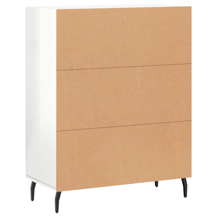 Buffet Blanc brillant 69,5x34x90 cm Bois d'ingénierie - 8