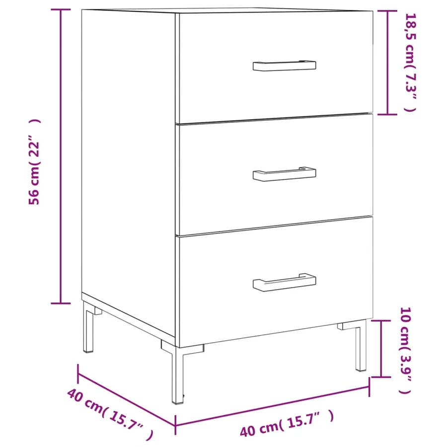 Table de chevet sonoma gris 40x40x66 cm bois d'ingénierie - 12