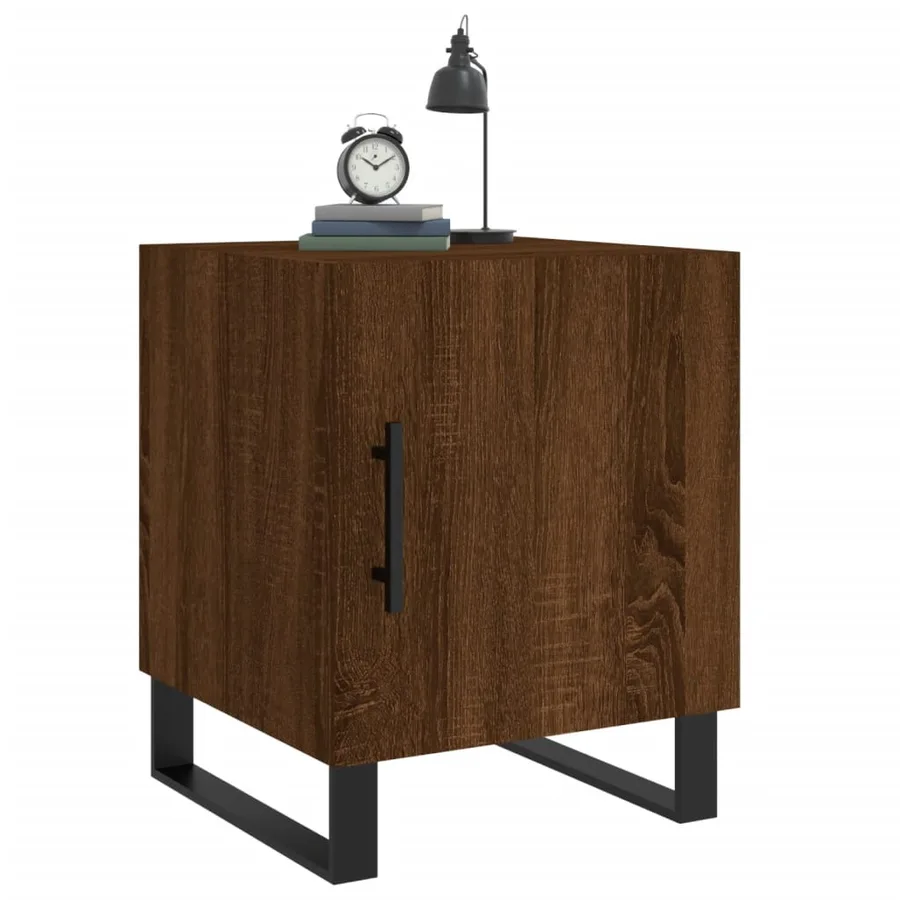 Table de chevet chêne marron 40x40x50 cm bois d’ingénierie - 4