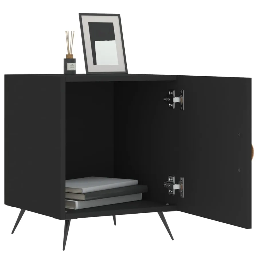 Tables de chevet 2 pcs noir 40x40x50 cm bois d’ingénierie - 3