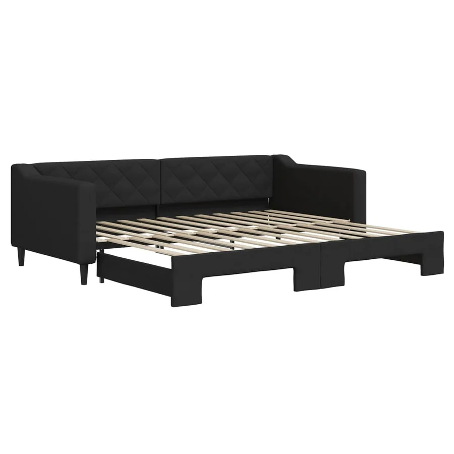 Lit de jour avec gigogne sans matelas noir 90x200 cm - 2