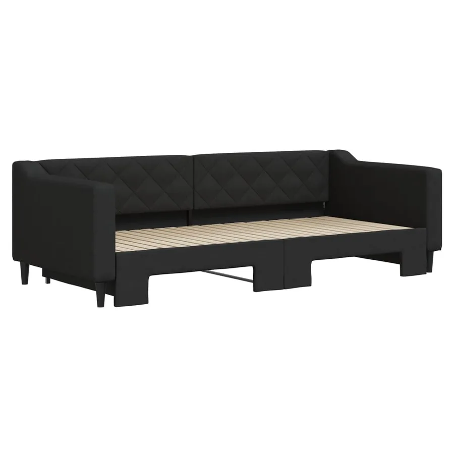 Lit de jour avec gigogne sans matelas noir 90x200 cm - 3