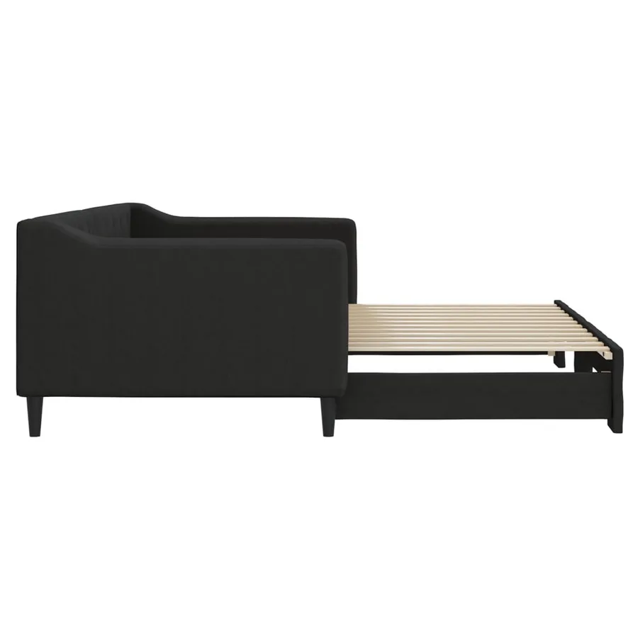 Lit de jour avec gigogne sans matelas noir 90x200 cm - 8