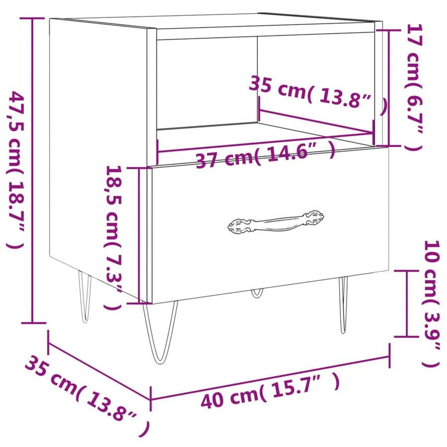 Tables de chevet 2 pcs blanc brillant 40x35x47,5 cm - 13