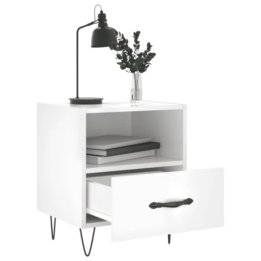 Tables de chevet 2 pcs blanc brillant 40x35x47,5 cm - 3