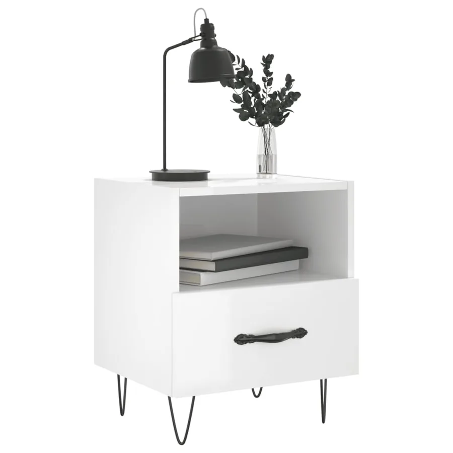 Tables de chevet 2 pcs blanc brillant 40x35x47,5 cm - 4