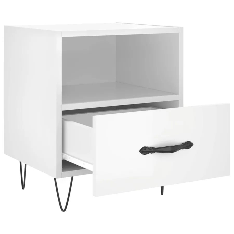 Tables de chevet 2 pcs blanc brillant 40x35x47,5 cm - 5