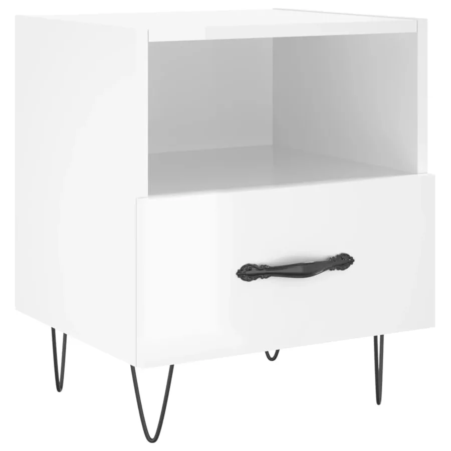 Tables de chevet 2 pcs blanc brillant 40x35x47,5 cm - 6