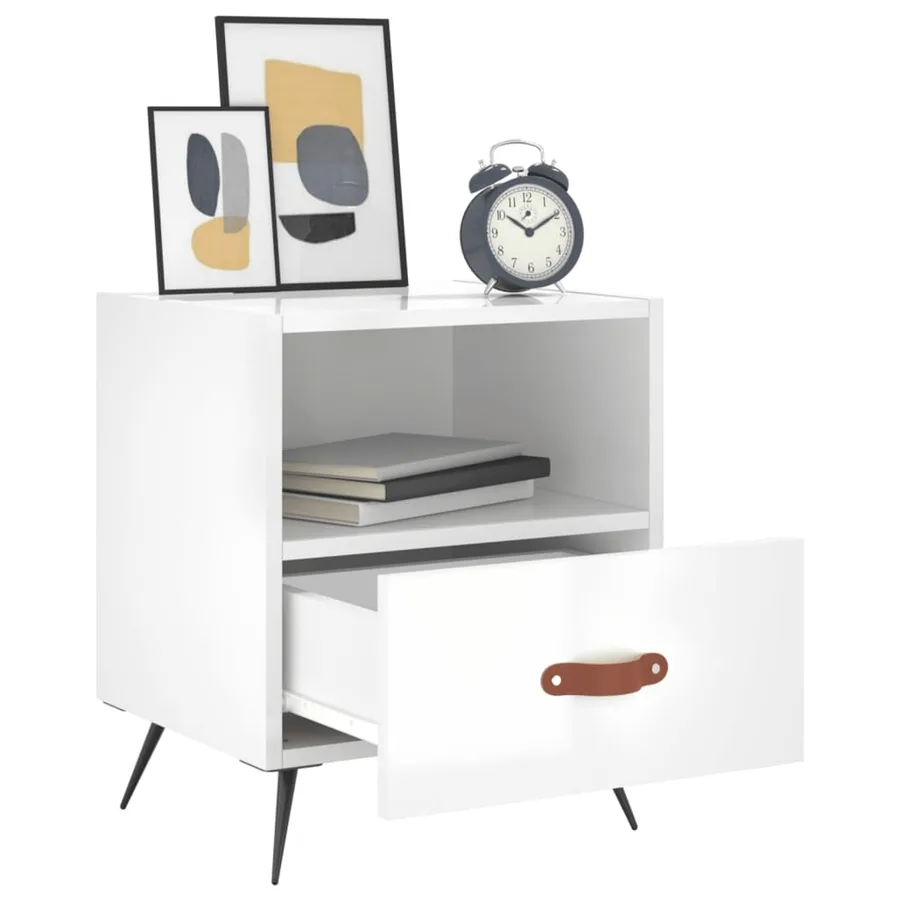 Tables de chevet 2 pcs blanc brillant 40x35x47,5 cm - 4