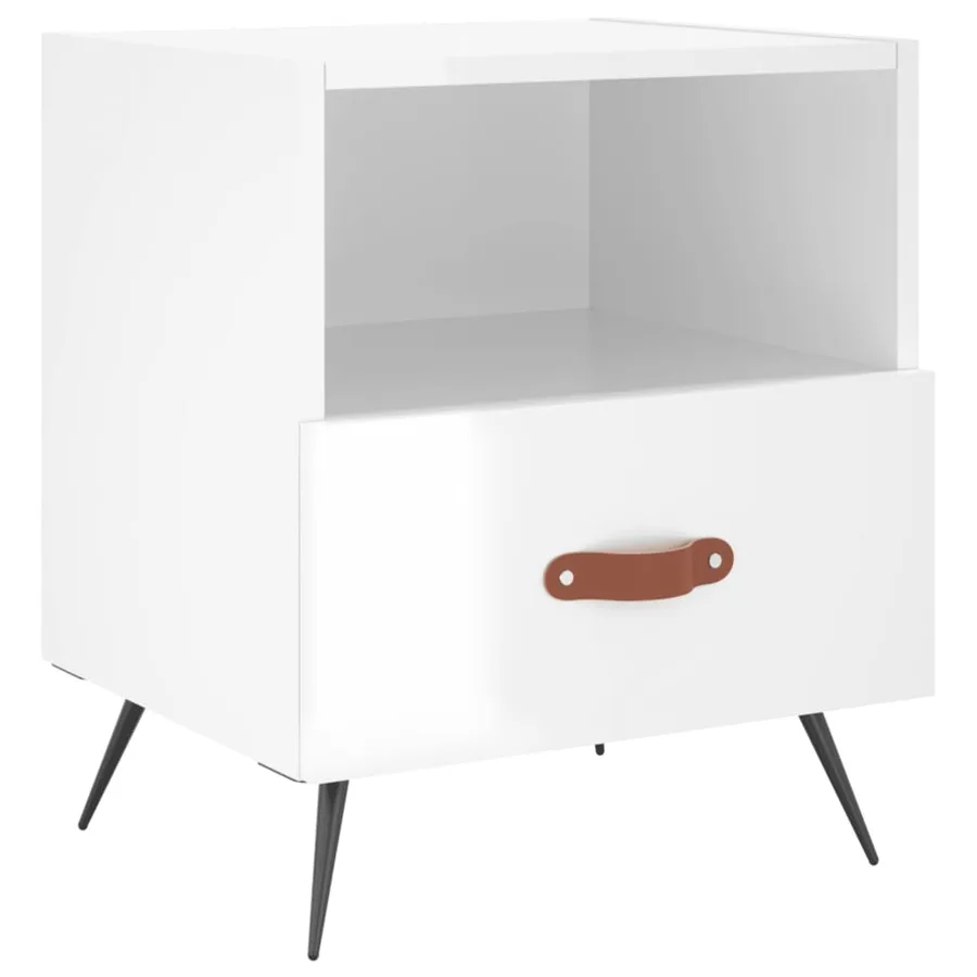 Tables de chevet 2 pcs blanc brillant 40x35x47,5 cm - 5