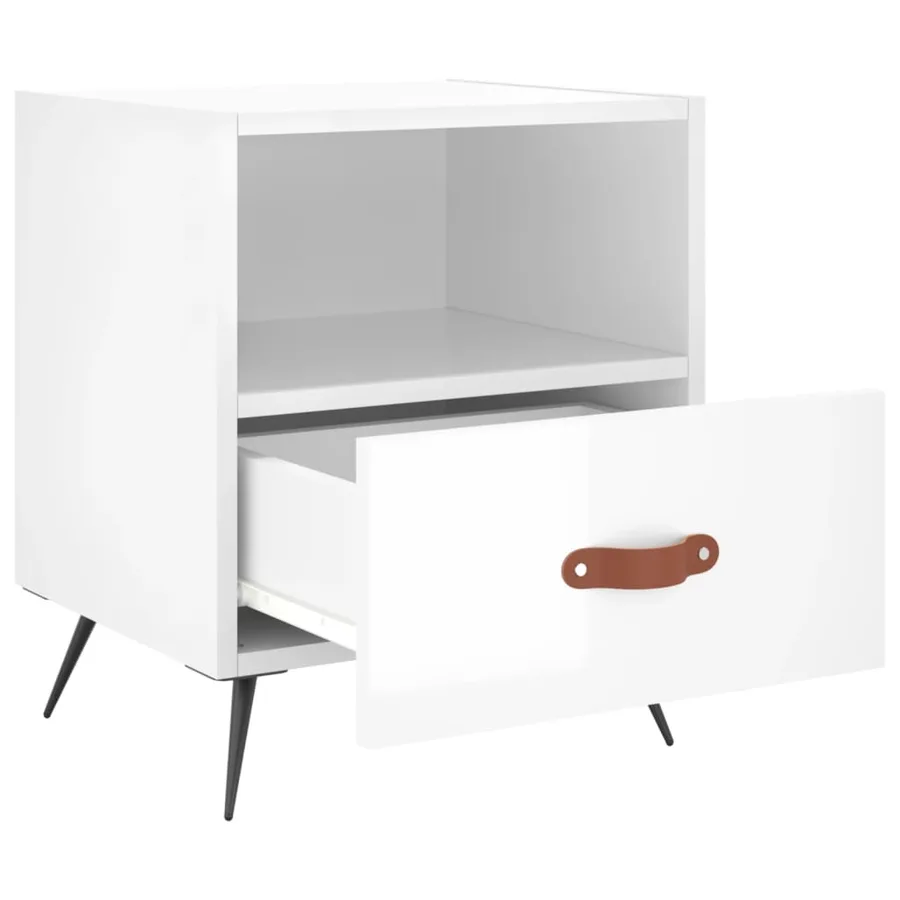 Tables de chevet 2 pcs blanc brillant 40x35x47,5 cm - 8