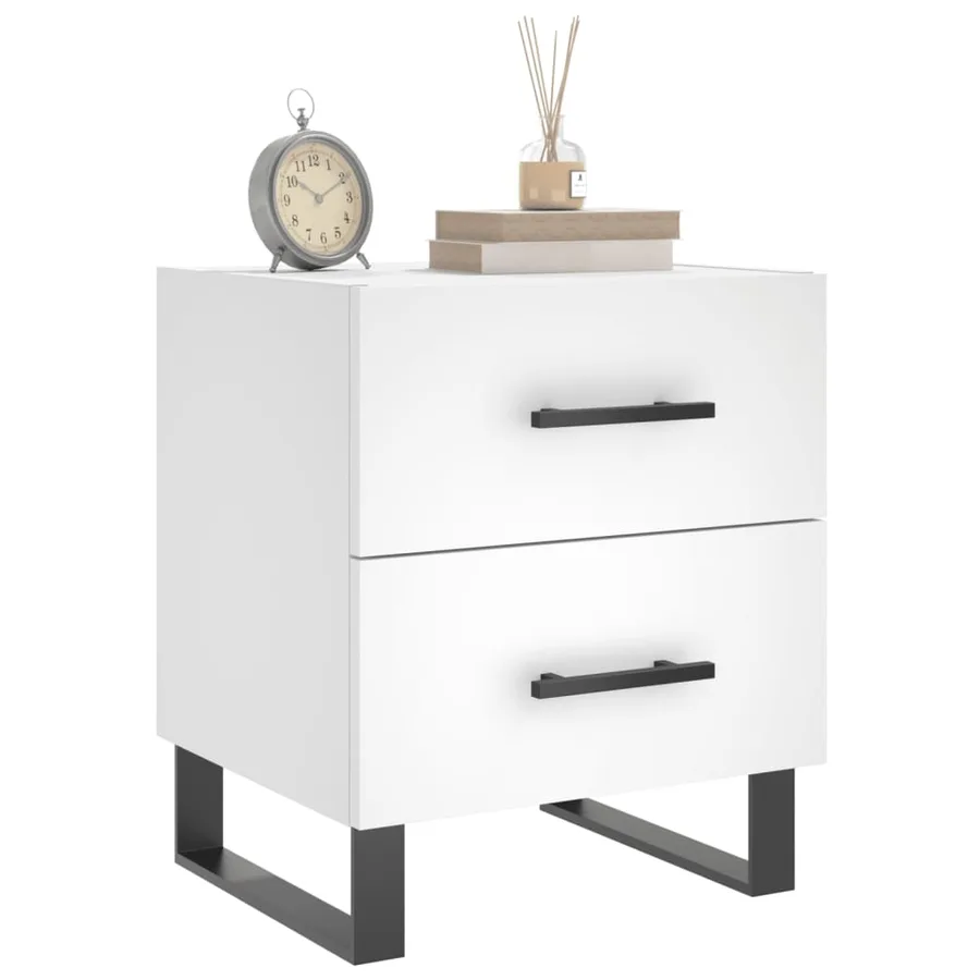 Table de chevet blanc 40x35x47,5 cm bois d’ingénierie - 3