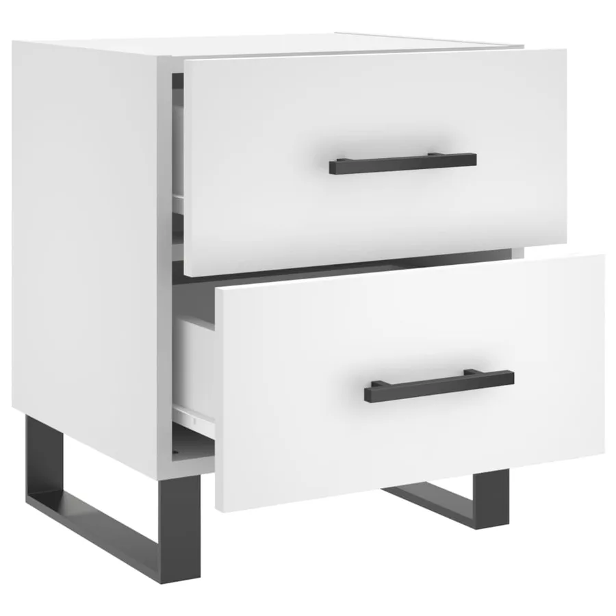 Table de chevet blanc 40x35x47,5 cm bois d’ingénierie - 5