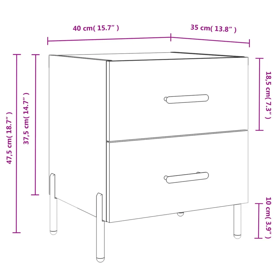 Tables de chevet 2 pcs sonoma gris 40x35x47,5 cm - 13