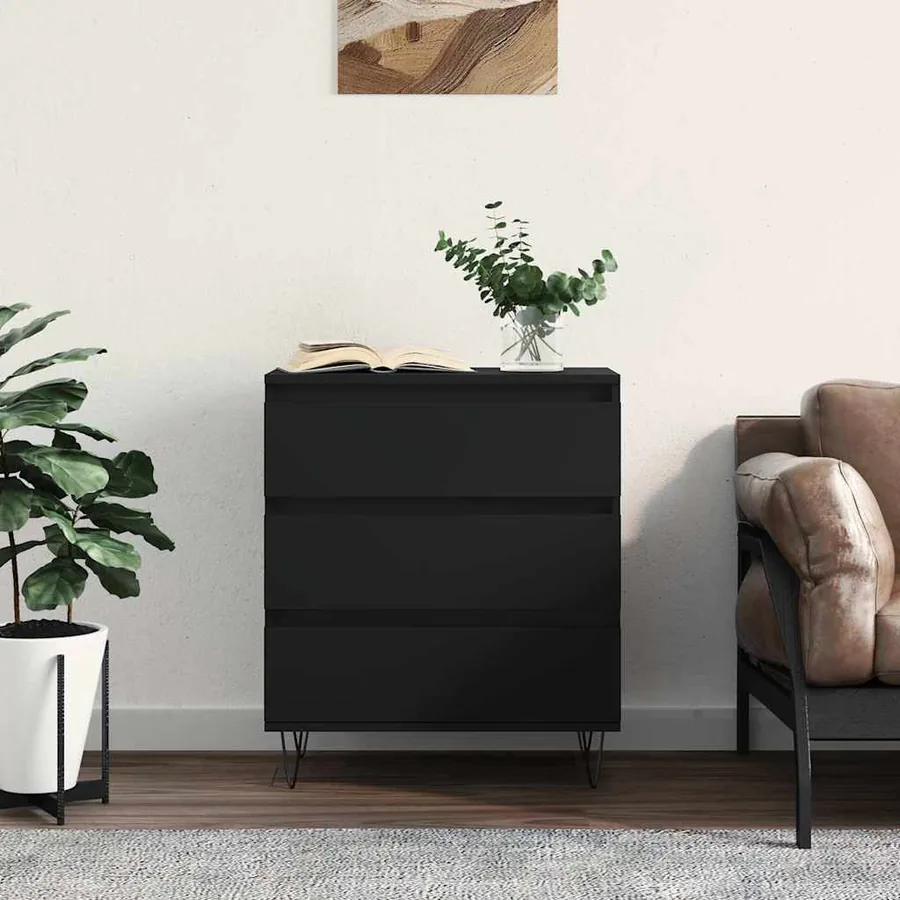 Buffet Noir 60x35x70 cm Bois d'ingénierie
