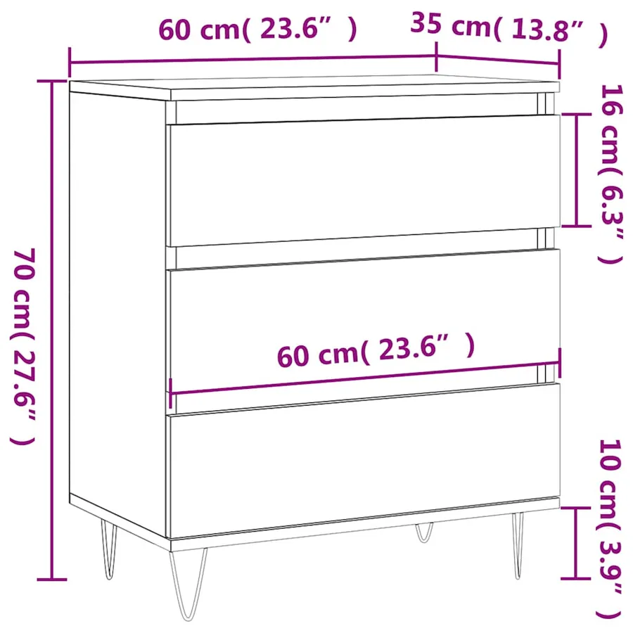 Buffet Noir 60x35x70 cm Bois d'ingénierie - 11