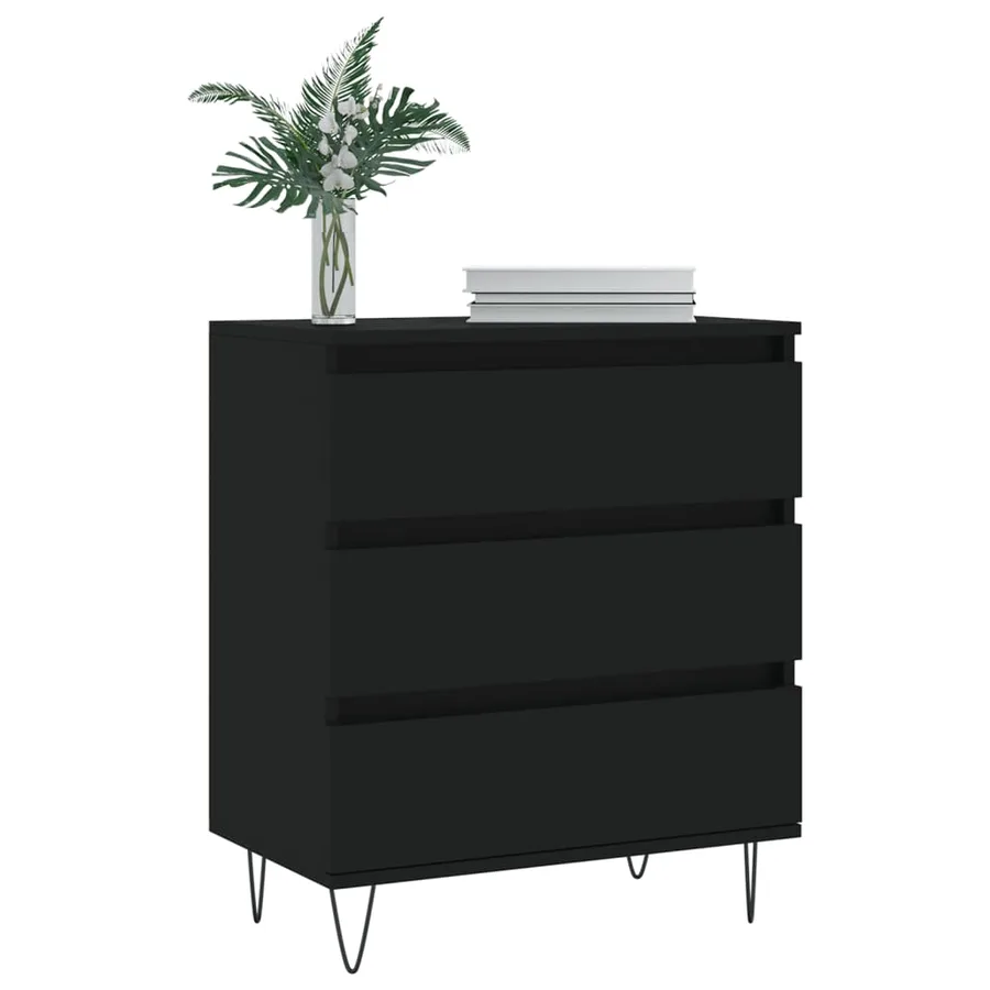 Buffet Noir 60x35x70 cm Bois d'ingénierie - 3