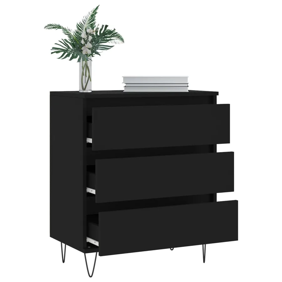 Buffet Noir 60x35x70 cm Bois d'ingénierie - 4
