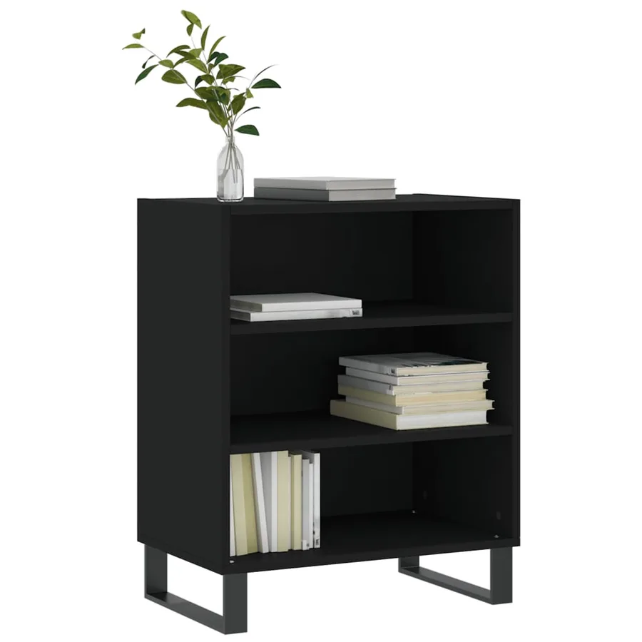 Buffet noir 57x35x70 cm bois d’ingénierie - 3