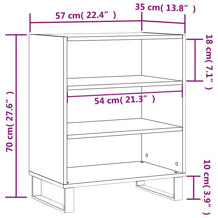 Buffet noir 57x35x70 cm bois d’ingénierie - 9
