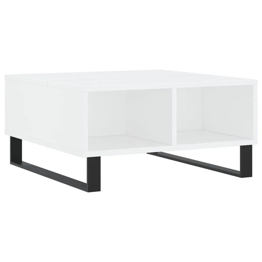 Table basse blanc 60x60x30 cm bois d'ingénierie - 2